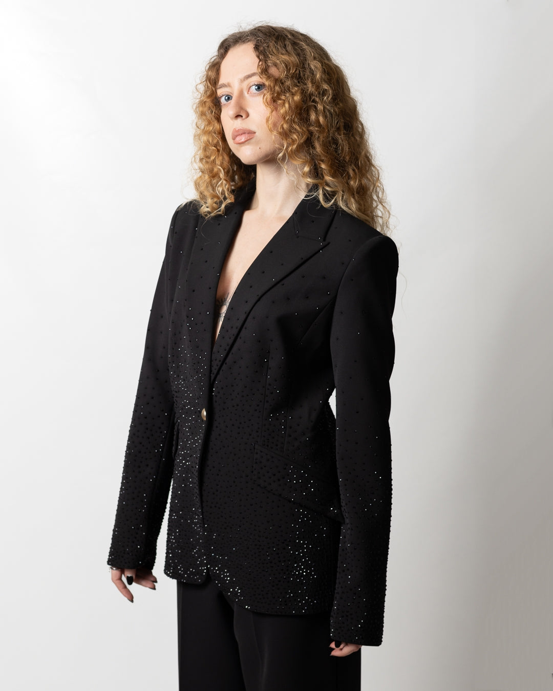 Giacca blazer Nenette monopetto con strass donna