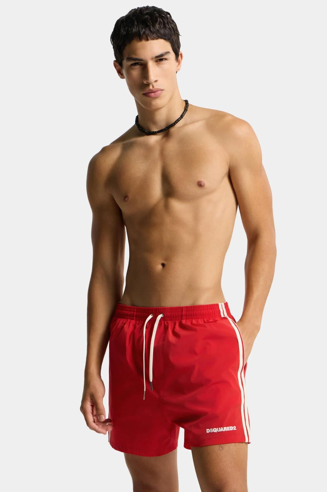 Boxer mare Dsquared2 con bande e ricamo uomo