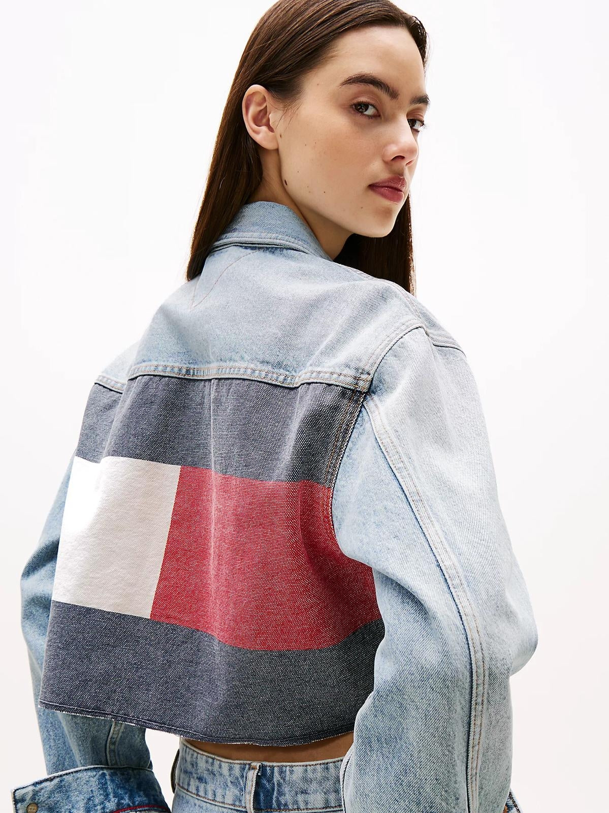 Giubbotto Tommy Jeans cropped in denim donna