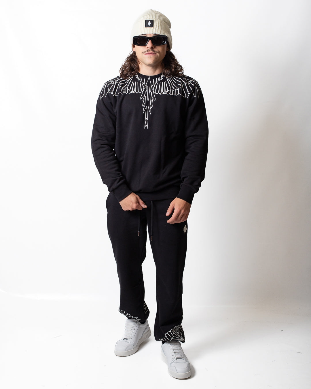 Felpa Marcelo Burlon girocollo con logo wings basic uomo