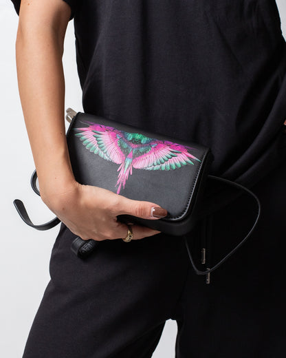 Borsa Marcelo Burlon small in ecopelle con tracolla e logo wings colorfull