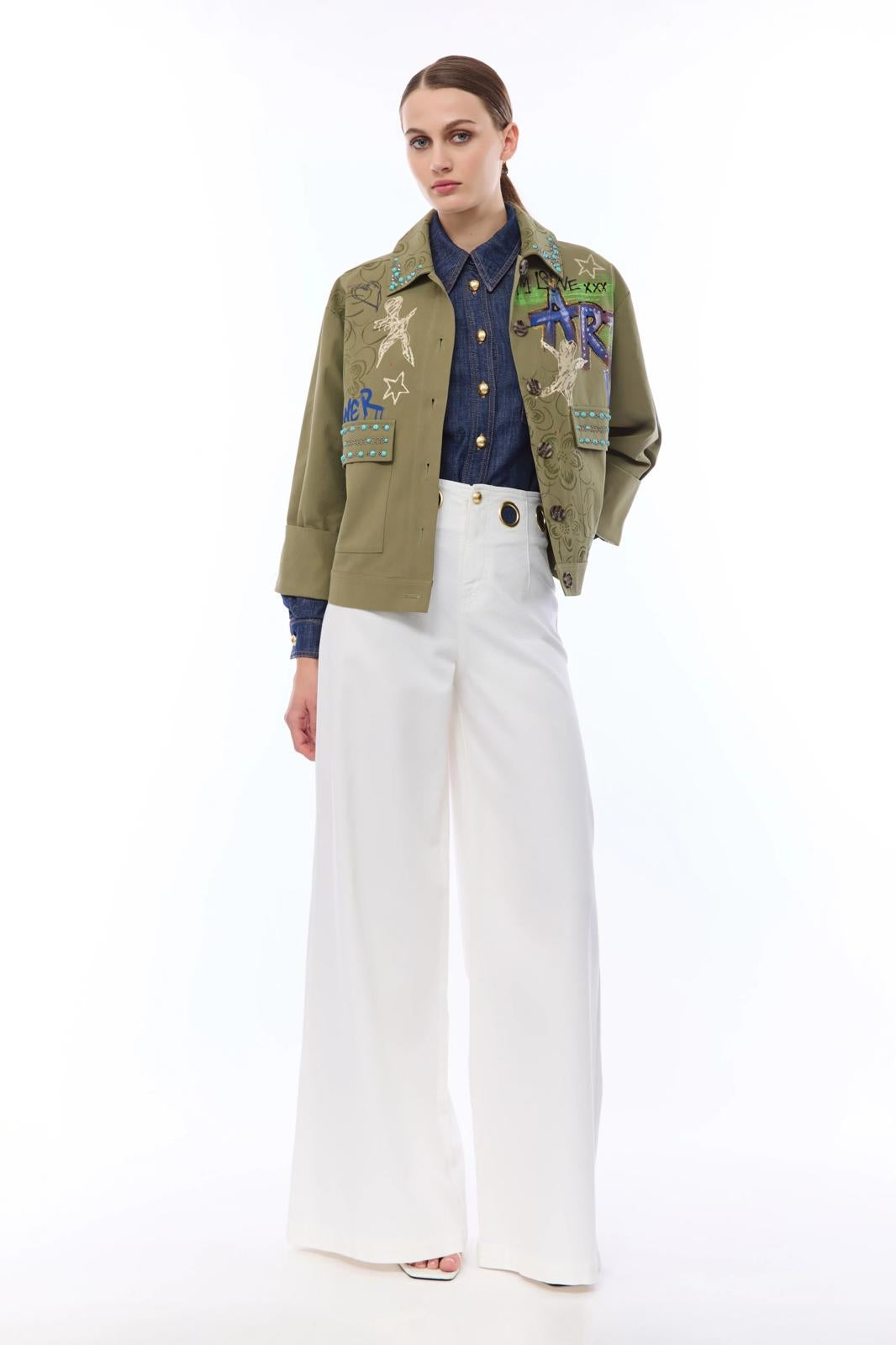Jeans Nenette wide-leg con occhielli donna