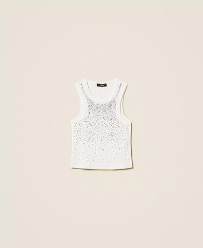 Canotta Twinset Actitude in costina e strass donna
