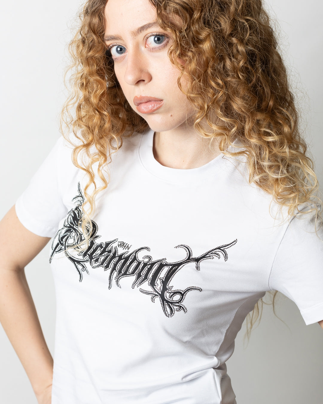 T-Shirt John Richmond slim con logo strass donna