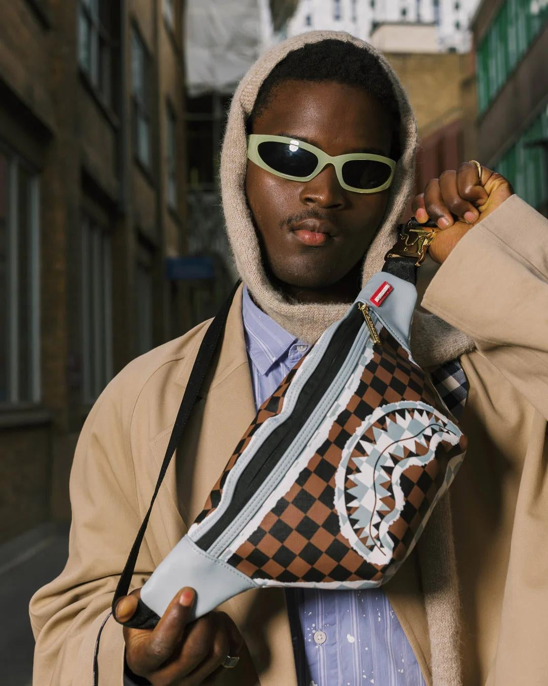 Marsupio Sprayground marrone "CREAM AND BROWN TEAR CHECK SAVVY CROSSBODY"