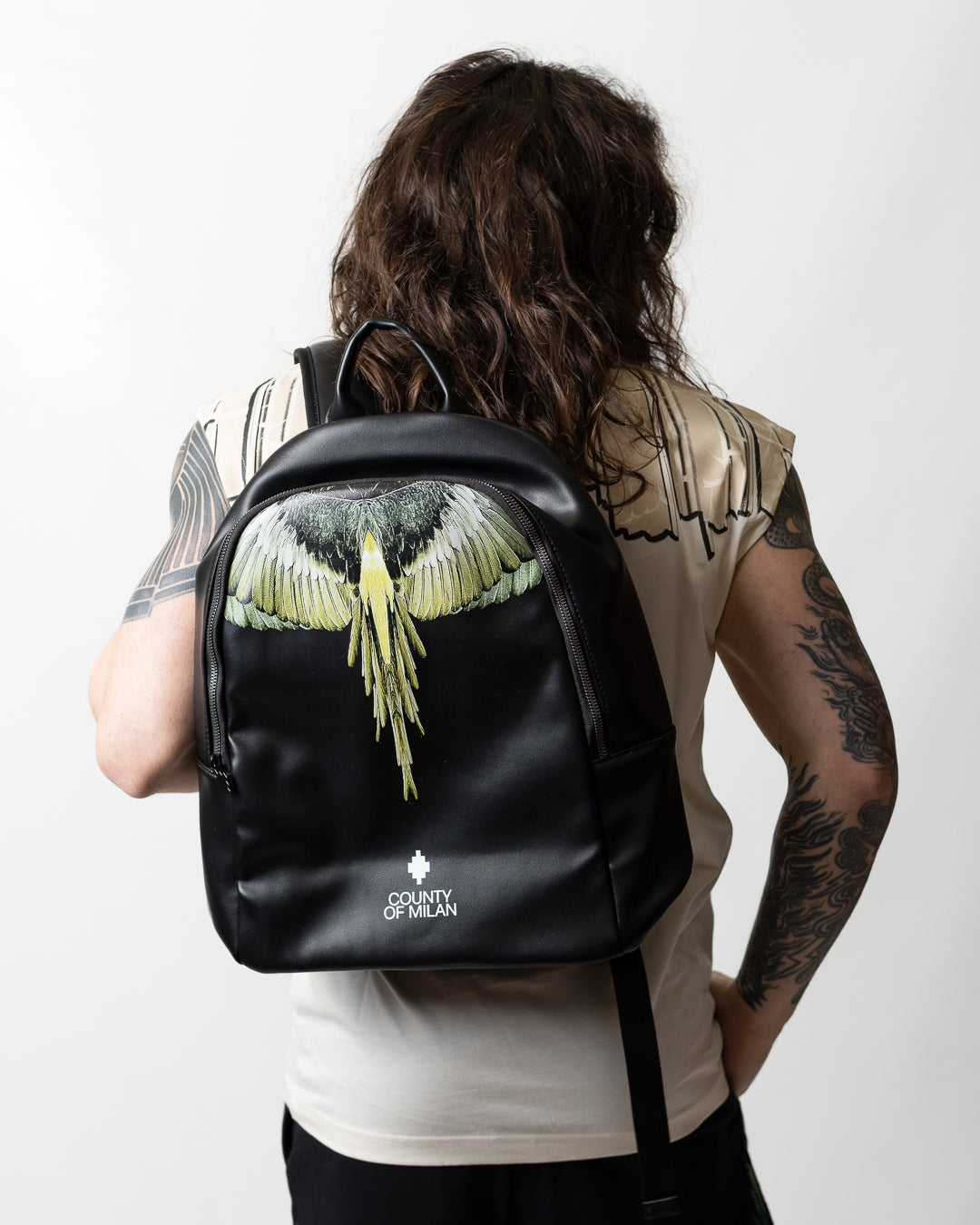 Zaino Marcelo Burlon in ecopelle "Icon Wings Yellow"