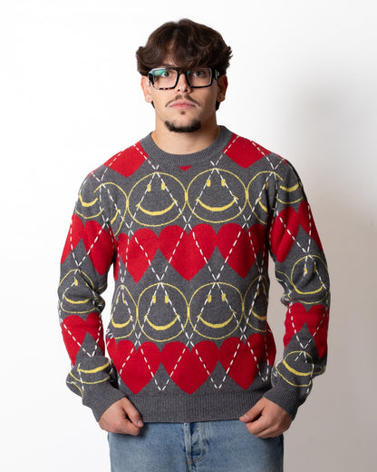 Maglia Moschino "Smiley Capsule" girocollo con ricami all-over