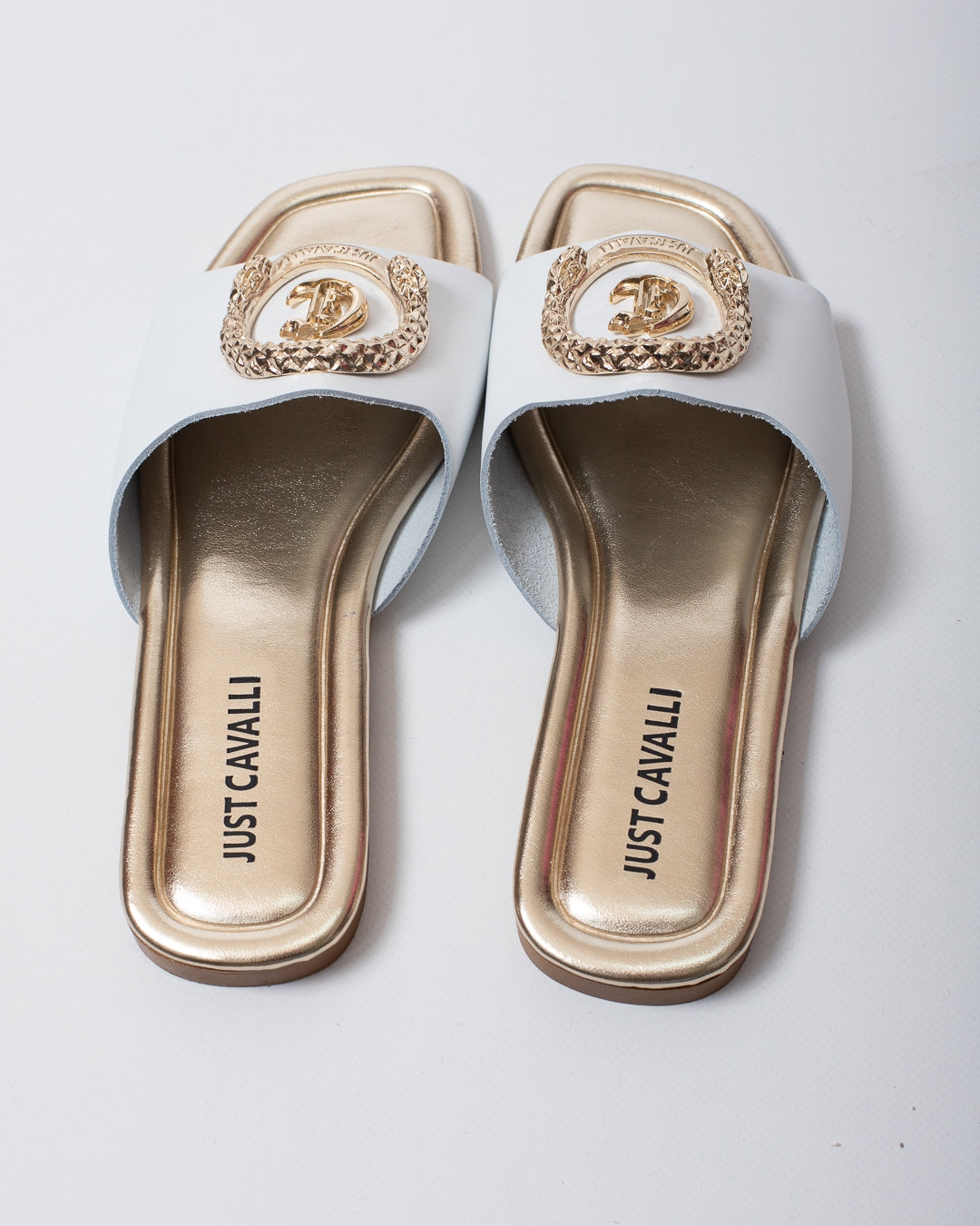 Ciabatte Just Cavalli in pelle con placca logata donna