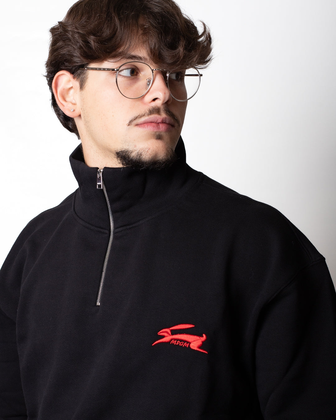 Felpa MSGM a mezza zip con logo ricamato