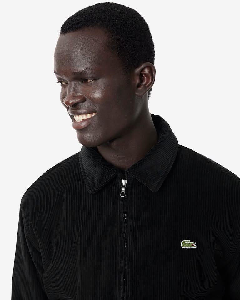 Giubbotto Lacoste in velluto a coste con logo ricamato