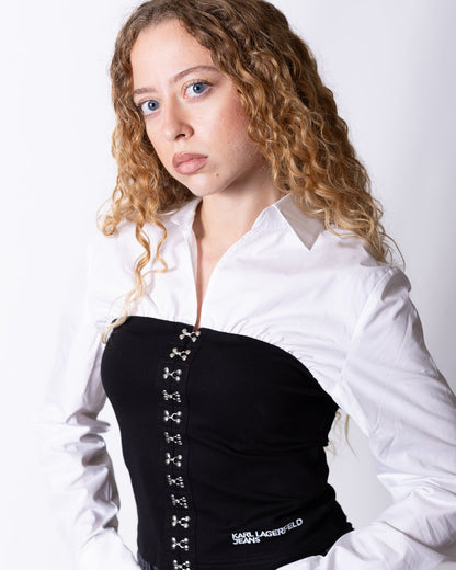 Camicia Karl Lagerfeld Jeans con bustino e logo ricamato