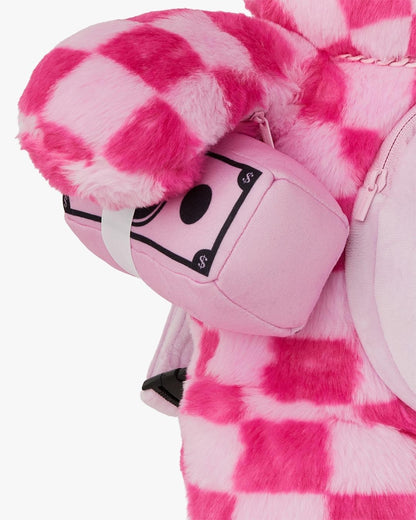 Zaino Sprayground orsetto fucsia "PINK FUR CHECK MONEYBEAR BACKPACK"