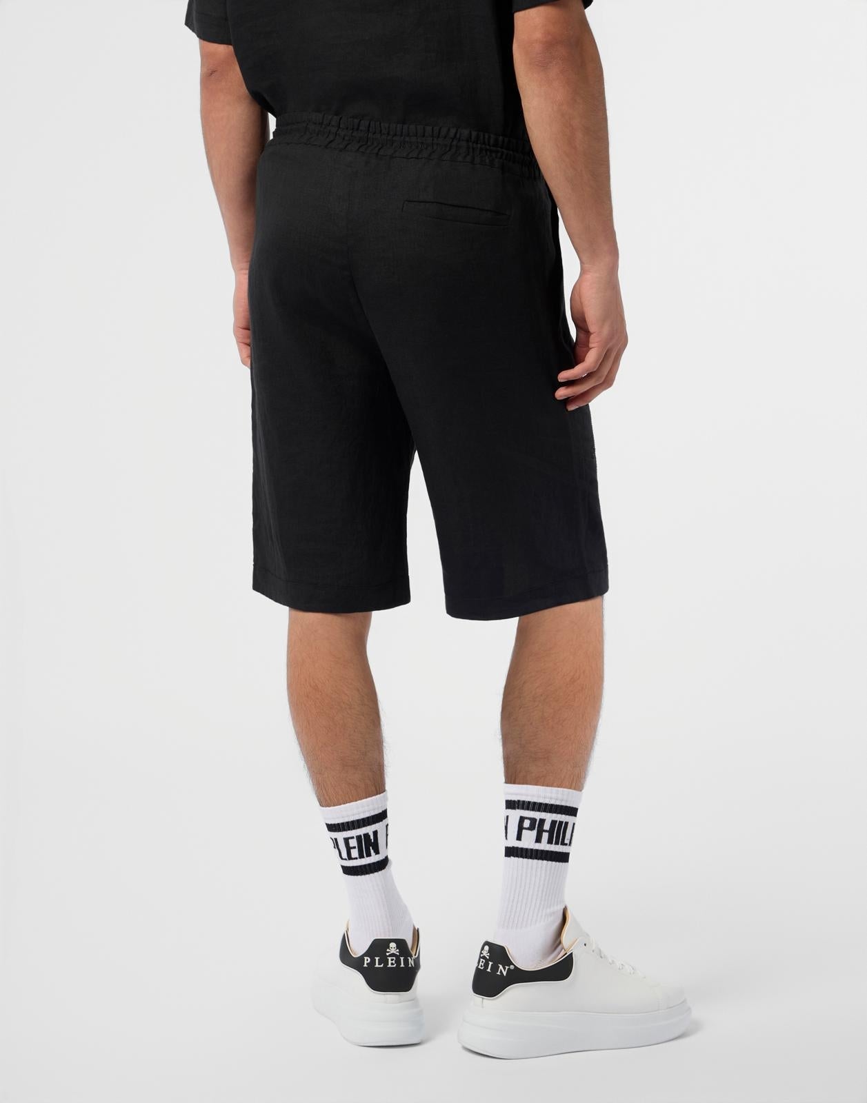 Short Philipp Plein in lino "Strass Tattoo" uomo