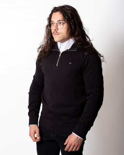 Maglia Tommy Jeans mezza zip con logo minimal uomo