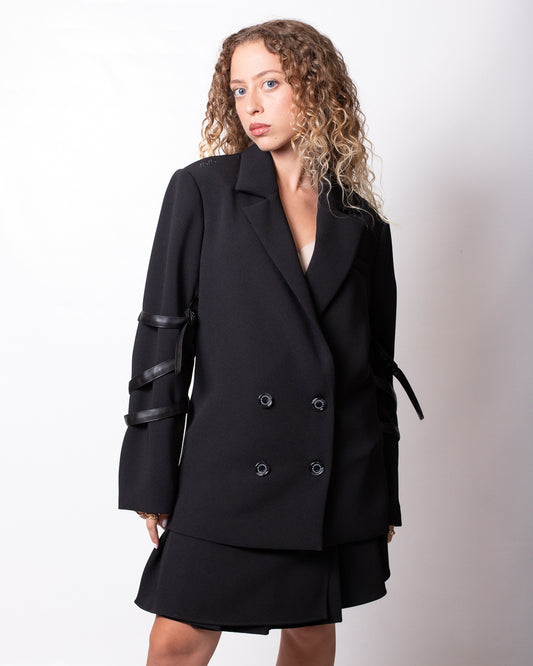 Giacca blazer Richmond X doppiopetto con lacci in pelle donna