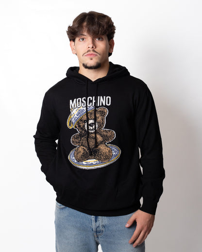 Maglia Moschino in lana con cappuccio e logo Teddy Bear