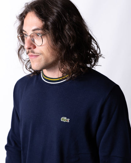 Maglia Lacoste girocollo con strisce a contrasto uomo