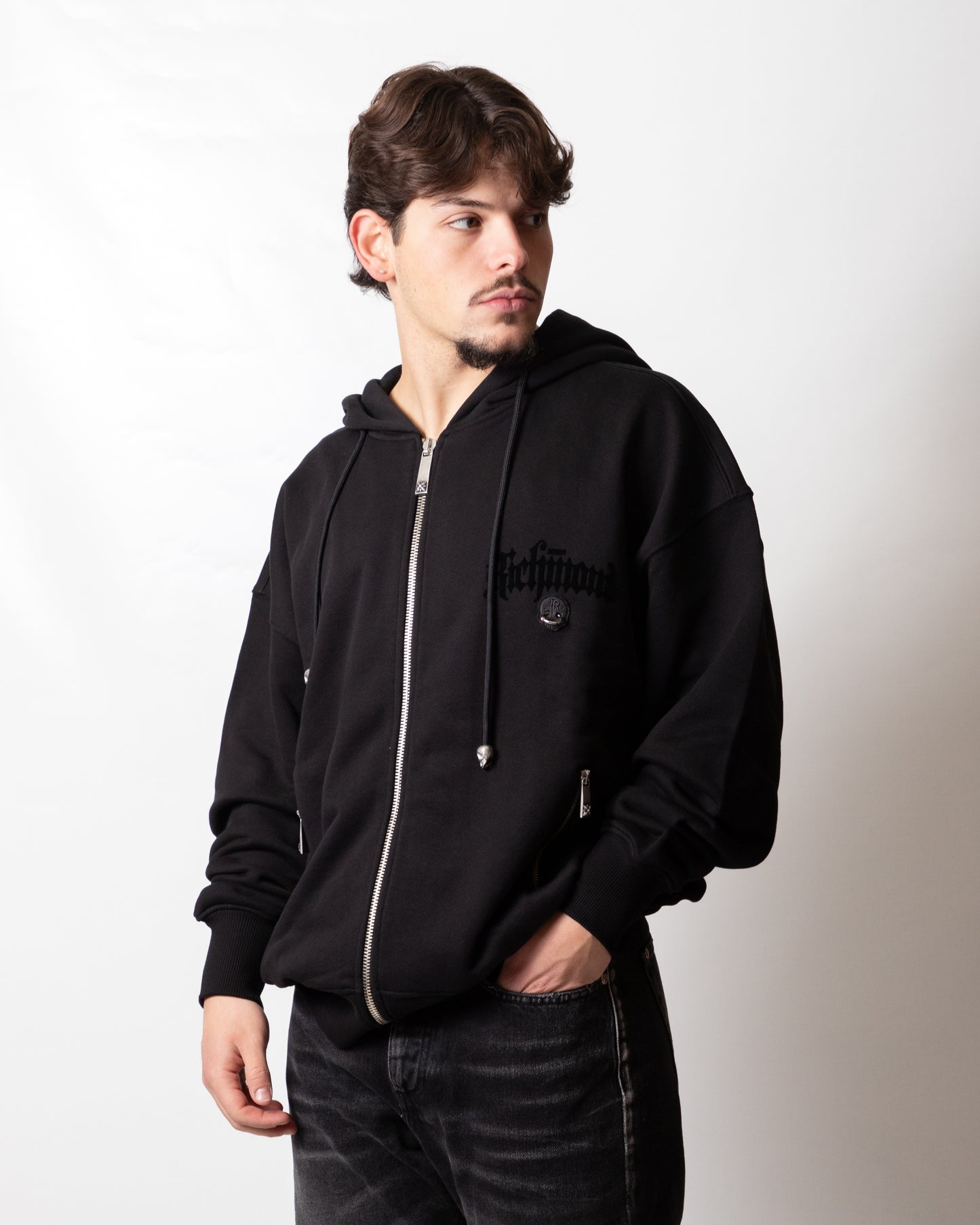 Felpa John Richmond fullzip con cappuccio "Piercing" uomo