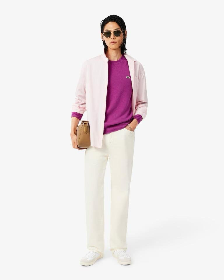 Maglia Lacoste girocollo in lana cardata 