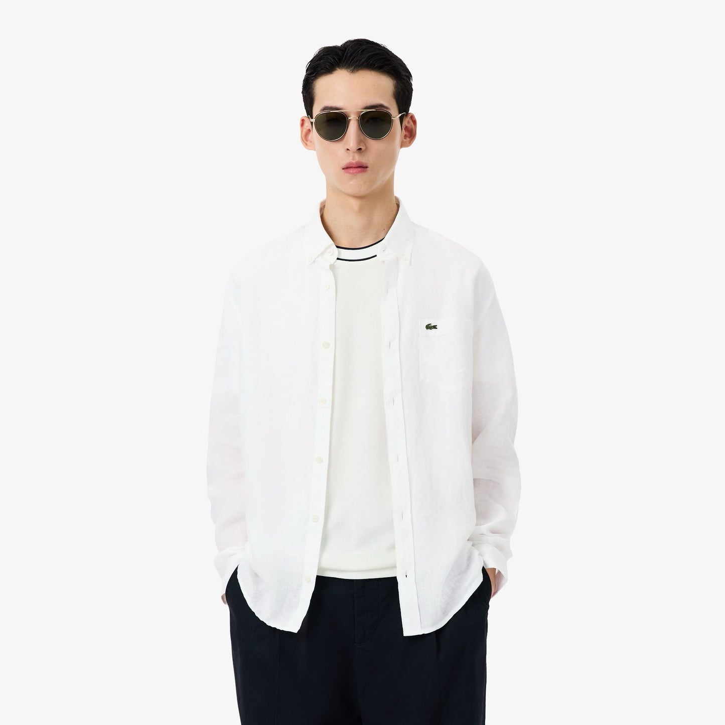 Camicia Lacoste regular in lino uomo