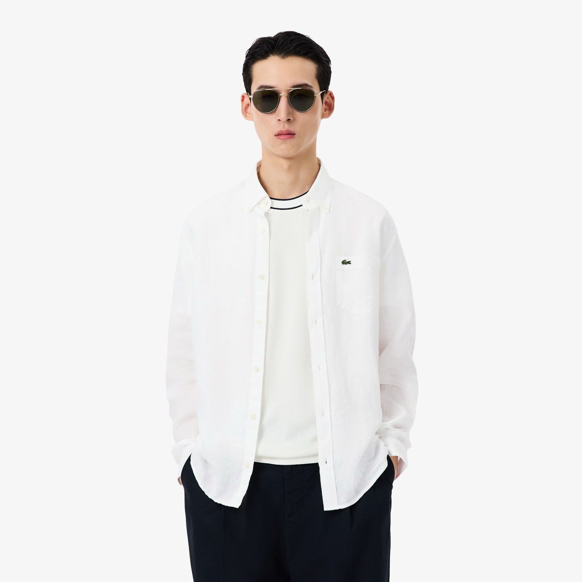 Camicia Lacoste regular in lino uomo