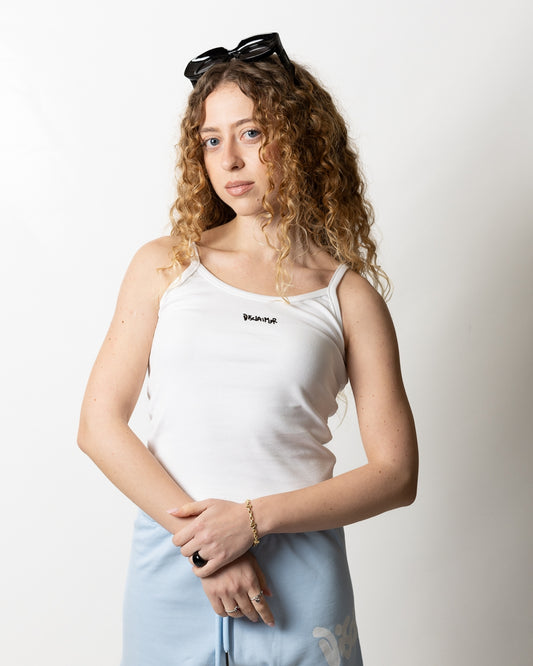 Top Disclaimer in costina con logo donna