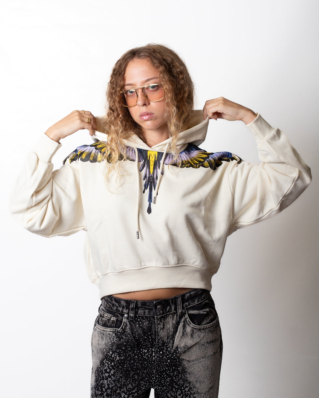 Felpa Marcelo Burlon con cappuccio "Logo Wings" donna
