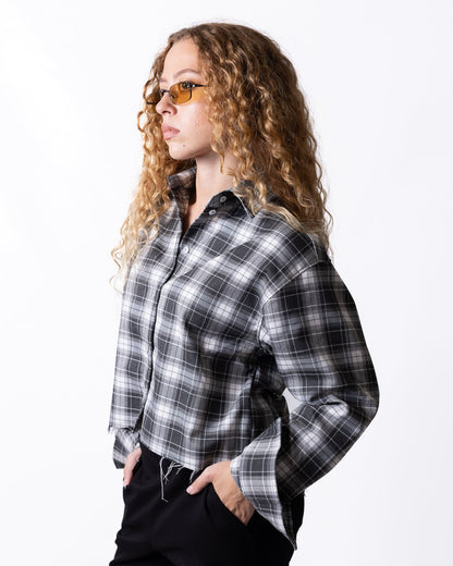 Camicia Disclaimer con logo perline e fantasia a quadri