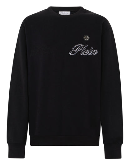 Felpa Philipp Plein con logo Signature ricamato e applicazione