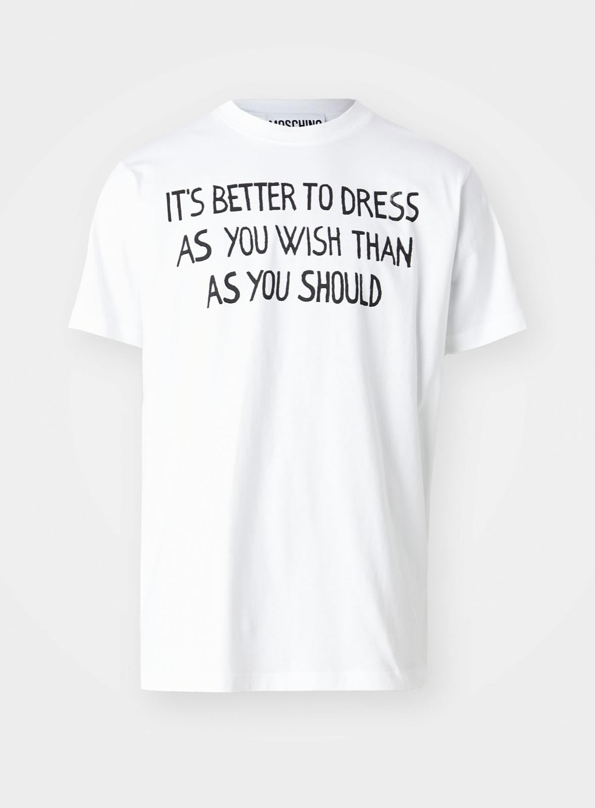 T-Shirt Moschino con maxi logo e slogan stampa uomo