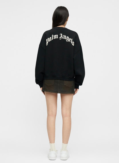 Felpa Palm Angels girocollo "Curve Logo Loose Crop" donna