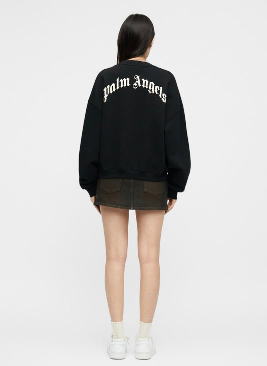 Felpa Palm Angels girocollo "Curve Logo Loose Crop" donna