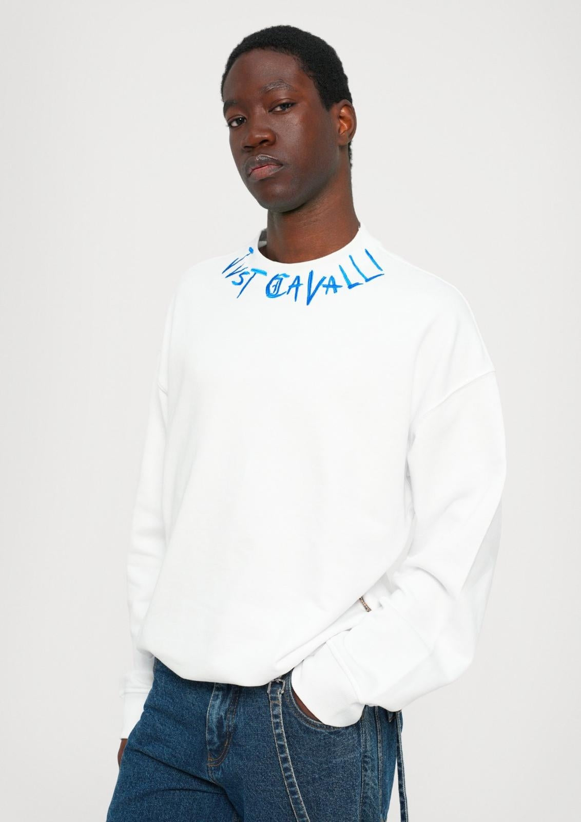 Felpa Just Cavalli girocollo "Loose Logo Embroider" uomo