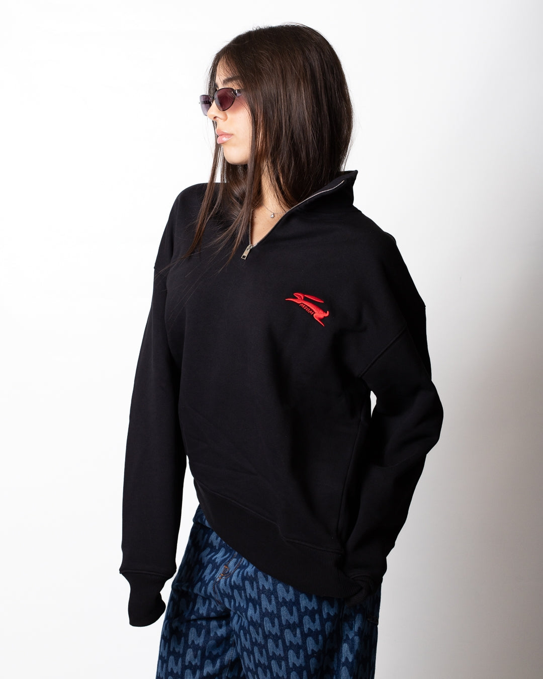 Felpa MSGM a mezza zip con logo ricamato