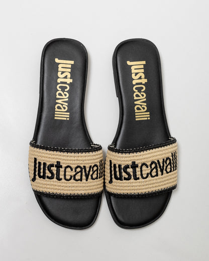 Sandalo Just Cavalli con fascia in paglia donna