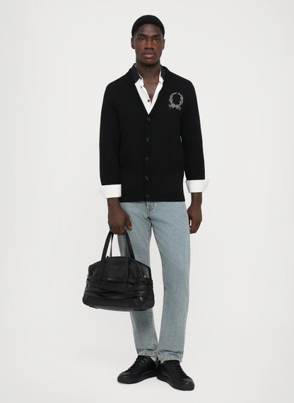 Cardigan Moschino "Laurel Crown" in misto lana uomo