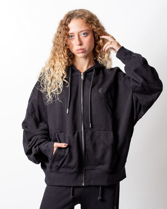 Felpa Marcelo Burlon fullzip con cappuccio e paillettes donna