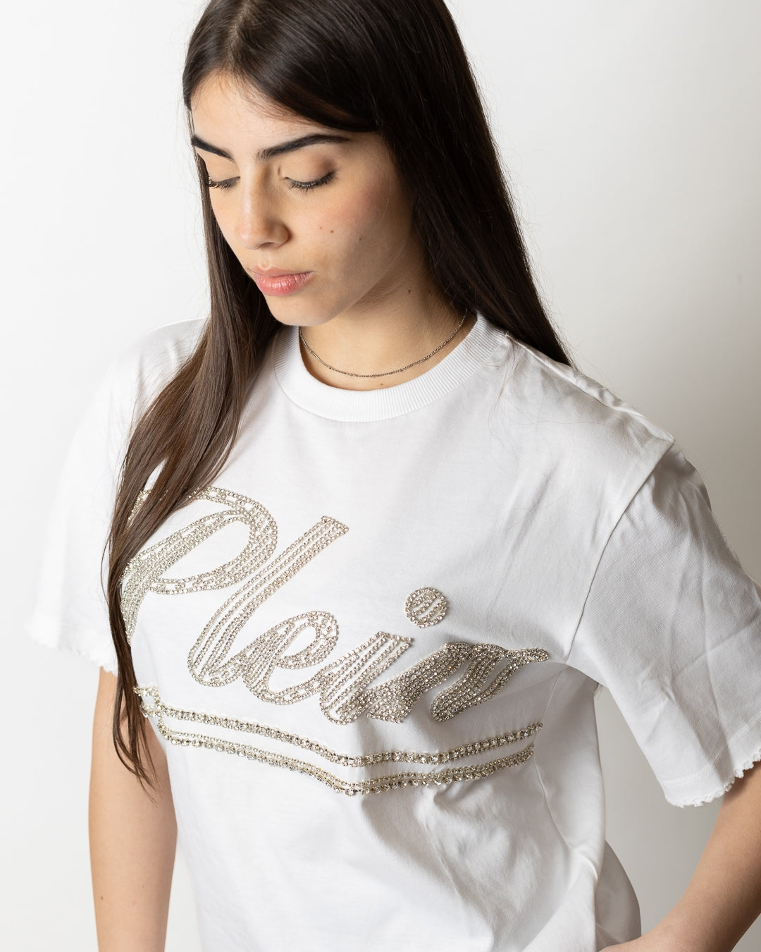 T-Shirt Philipp Plein over "Strass Signature" donna