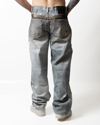 Jeans Richmond X baggy con stampa denim uomo