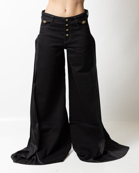 Pantalone Versace Jeans Couture in denim con dettagli in seta donna