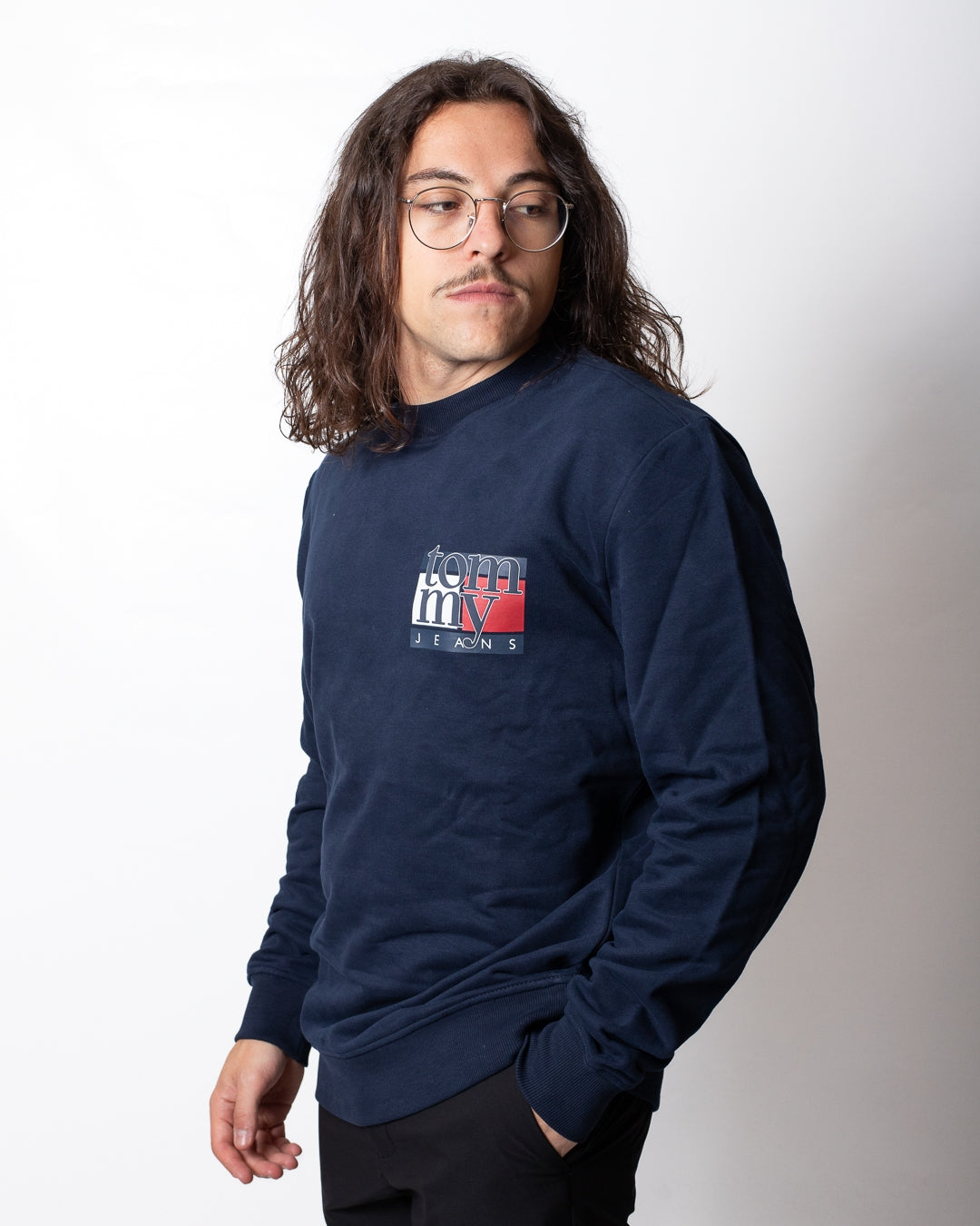 Felpa Tommy Jeans girocollo "Flag Crew" uomo
