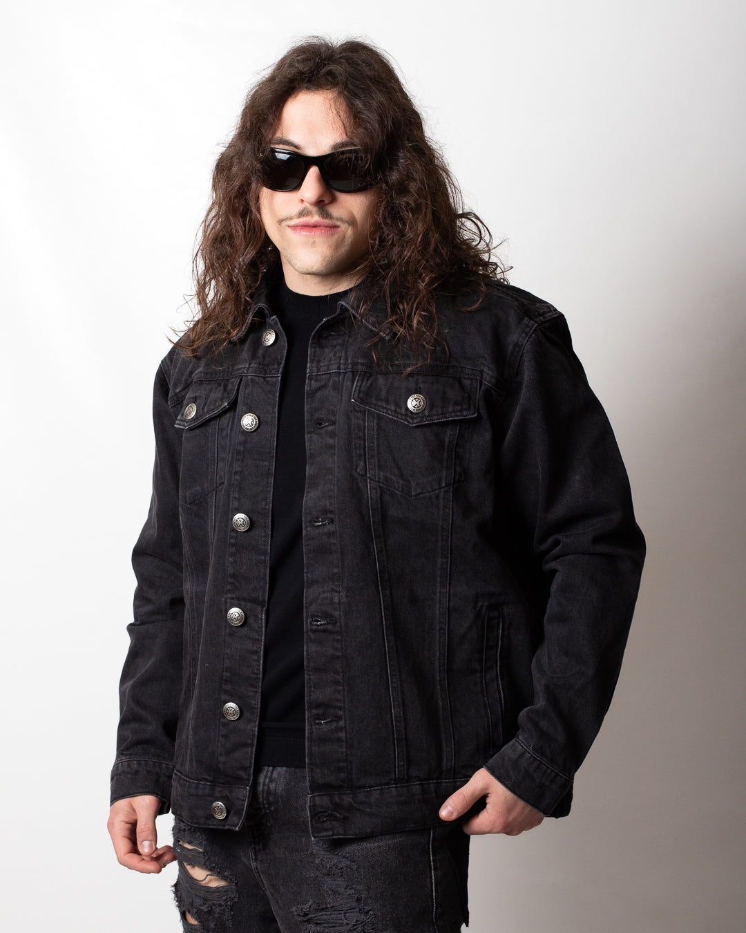 Giubbotto Richmond X in jeans con stampa uomo