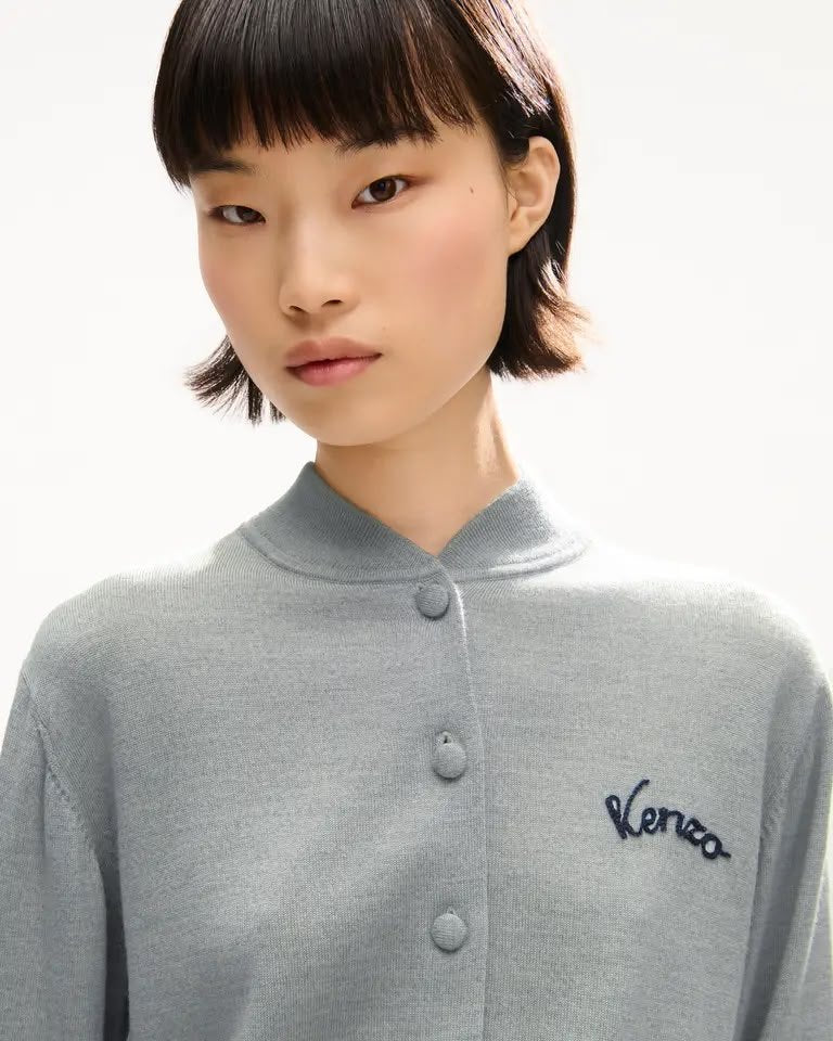 Cardigan Kenzo Paris in lana con maxi ricamo sul retro