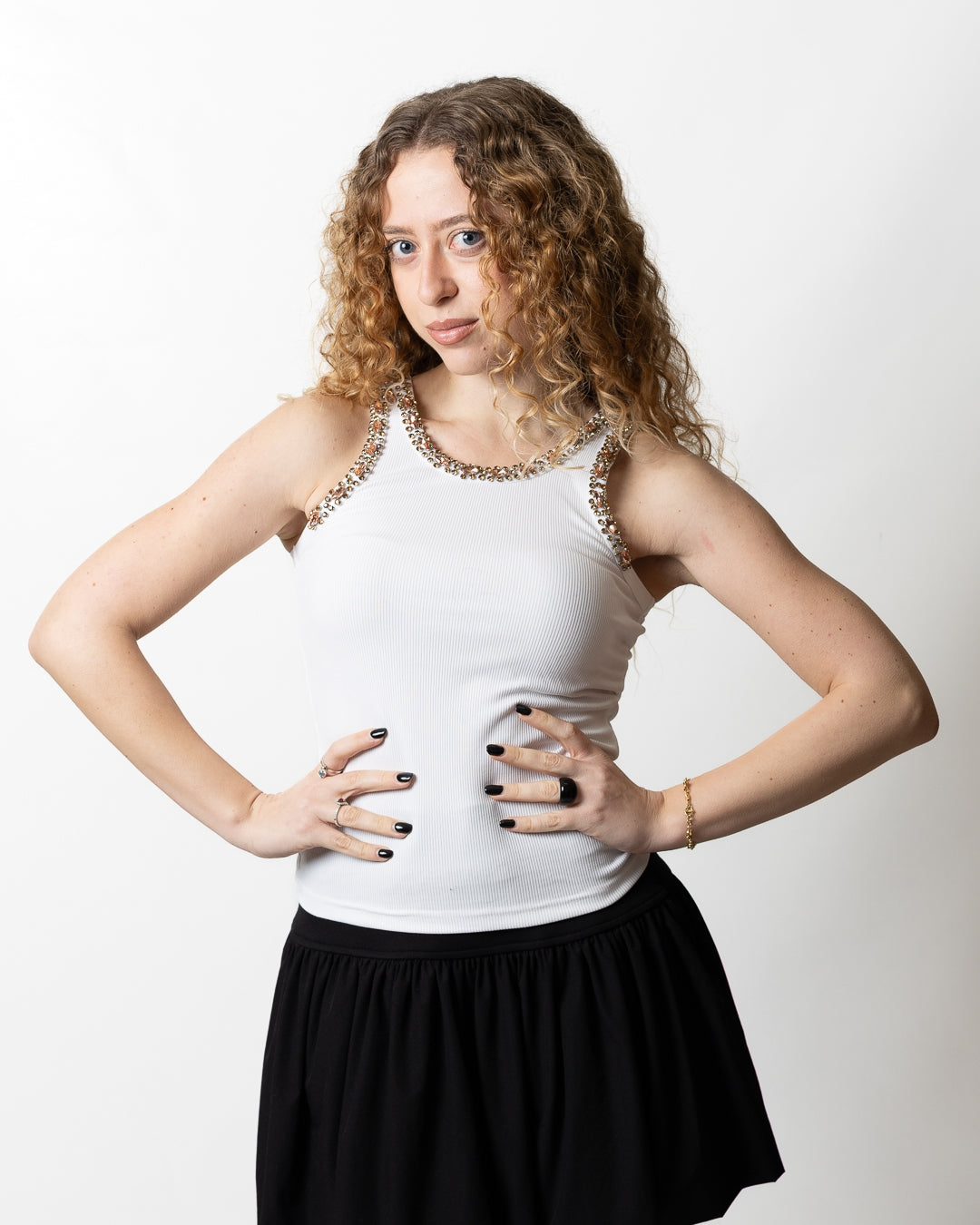 Canotta Richmond X in costina con gioielli donna