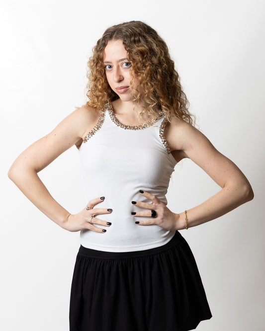 Canotta Richmond X in costina con gioielli donna