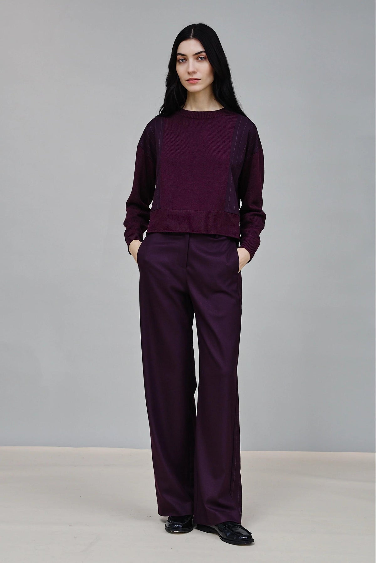 Pantalone Nenette con inserti laterali gessati