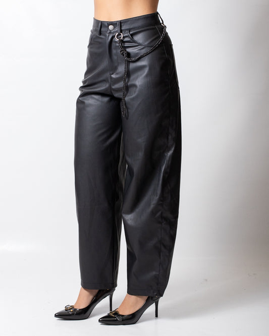 Pantalone Disclaimer a gamba larga in ecopelle donna