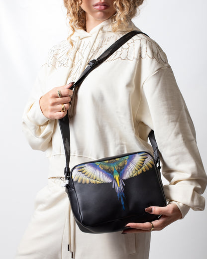 Borsa Marcelo Burlon in ecopelle con tracolla e logo wings colorfull