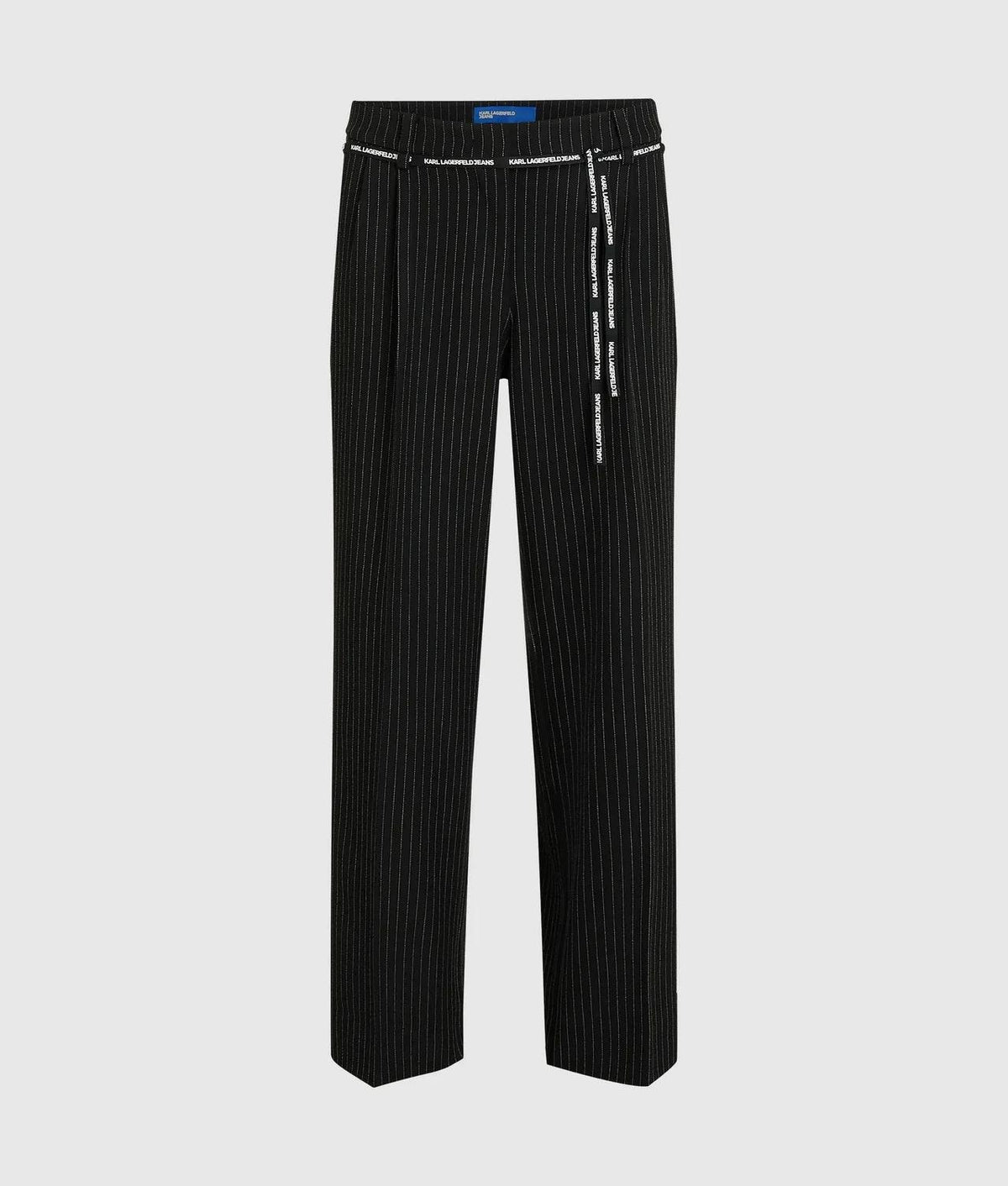 Pantalone Karl Lagerfeld Jeans gessato con cinturina logata a contrasto