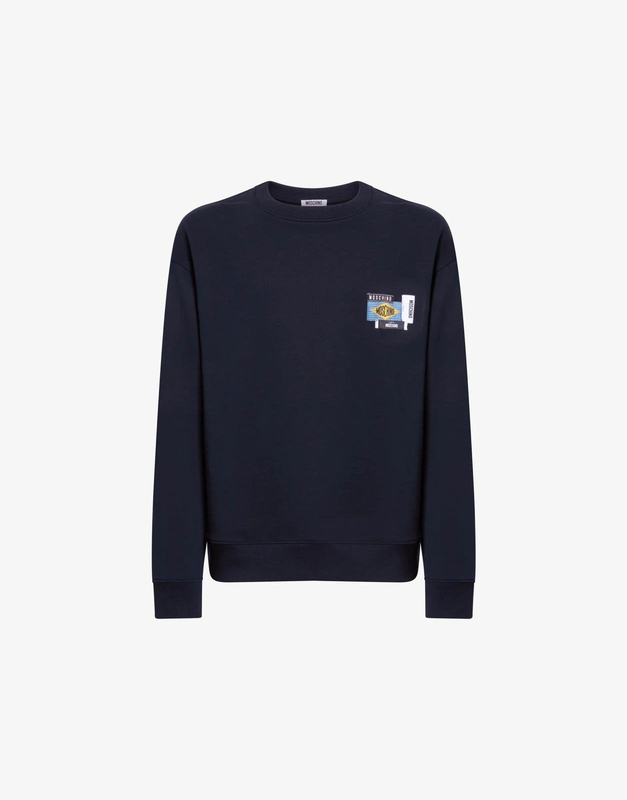Felpa Moschino girocollo "Labels Embroidery" uomo